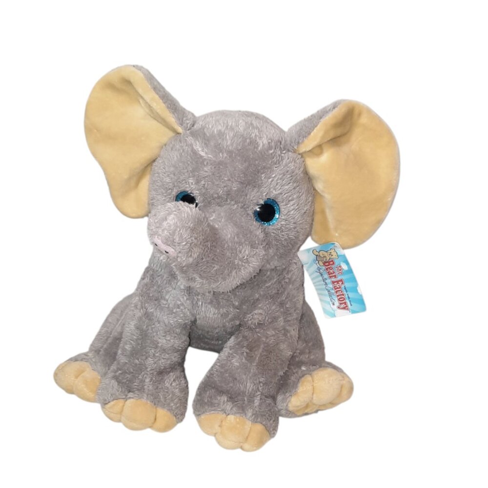 The Bear Factory Elephant Blue Sparkle Eyes Plush Stuffed Toy 12"